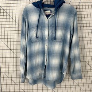American Eagle 100% cotton flannel shirt Shacket jacket with hood S